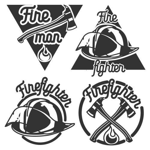 Vintage monochrome firefighting labels set Vector Image
