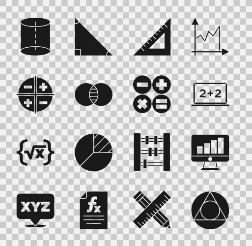 Set triangle math computer monitor with graph vector image
