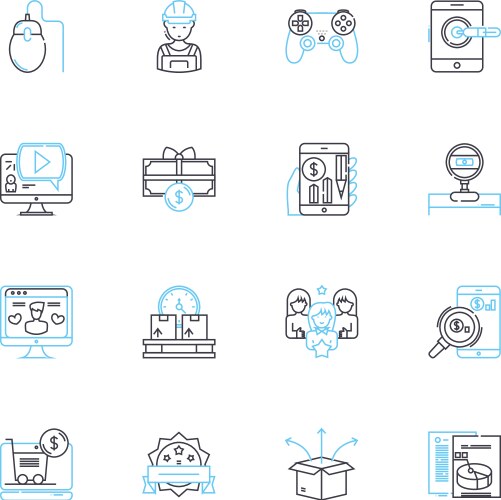 Email management linear icons set inbox unread vector image