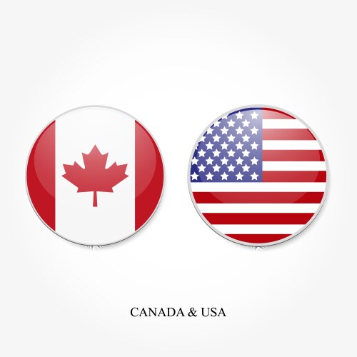 USA and Canada Flags - Round Icons vector image