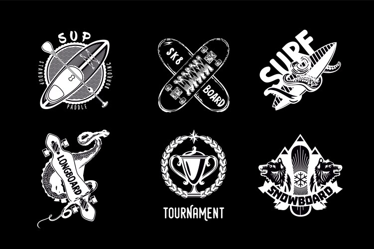 Board sport vintage icon set retro style Vector Image