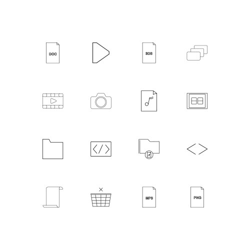 Files and folders sign linear thin icons set vector image