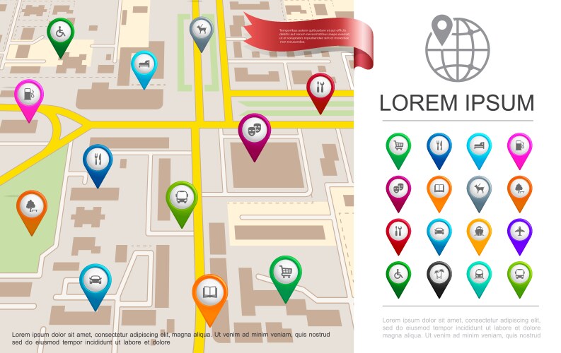 Cartoon city map Royalty Free Vector Image - VectorStock