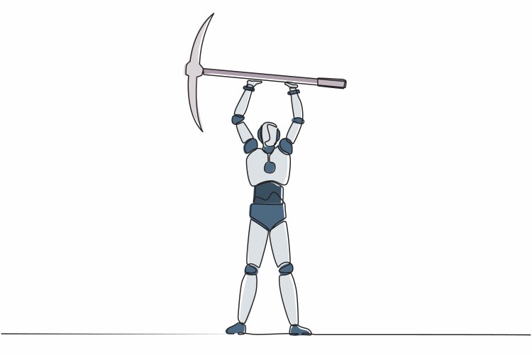 Single continuous line drawing robot standing Vector Image