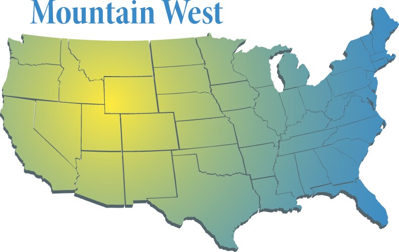 United states blue map with alaska - Us States Region Mountain West Map Vector 2700189 