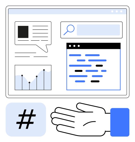 Web page interface elements with search bar graph vector image