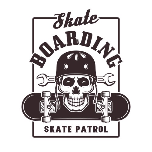 Skull Skate Print - Vintage Helmet Vector Image