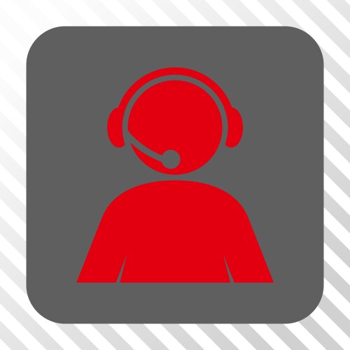Call center operator rounded square button vector image