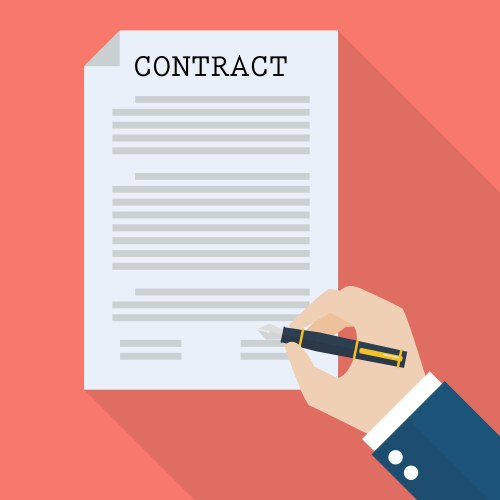 Contract document paper with pen Royalty Free Vector Image