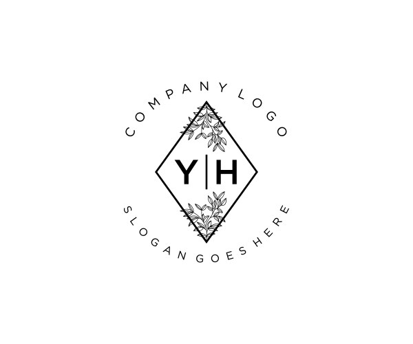 Initial yh letters beautiful floral feminine Vector Image