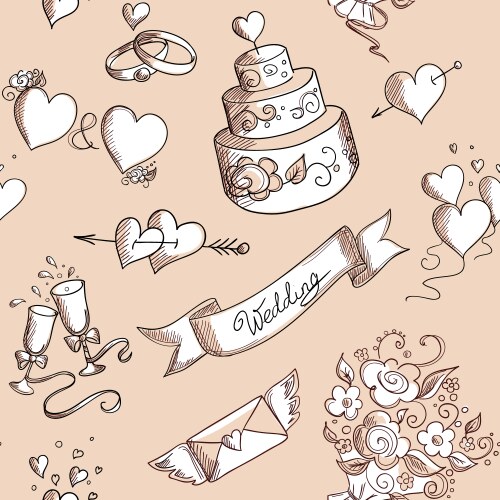 Sketch of wedding design elements Royalty Free Vector Image
