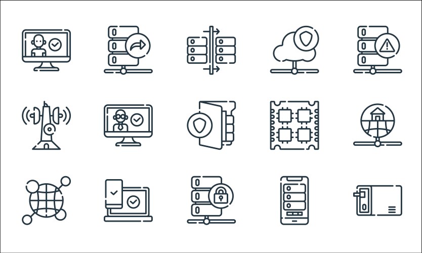 Database and servers line icons linear set vector image