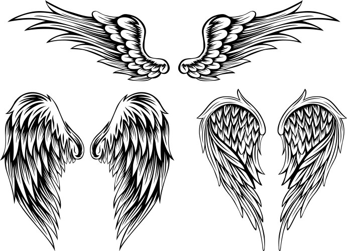 Heraldic wings set Royalty Free Vector Image - VectorStock