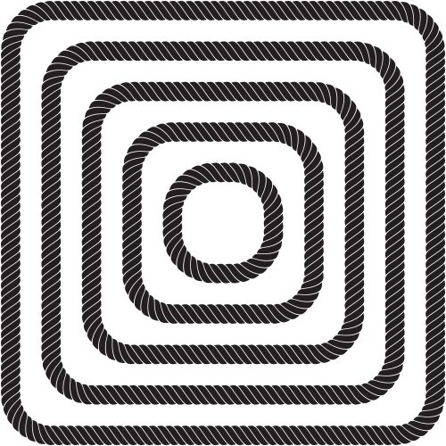 Set of twisted square rope borders or cordage vector image