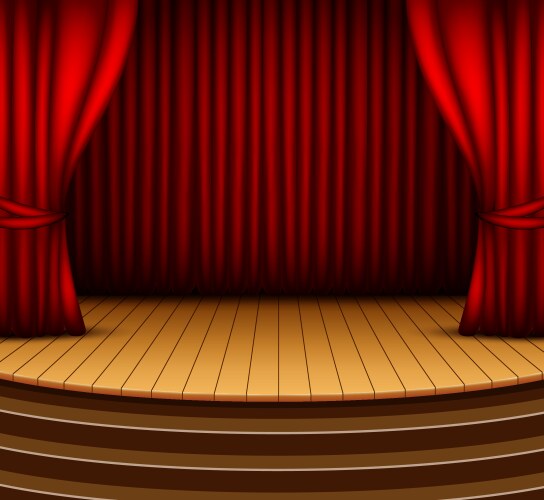 Cartoon background stage with red curtains vector image