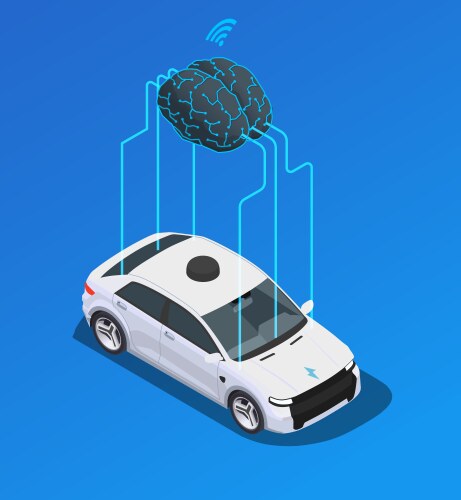 car brain isometric composition vector image