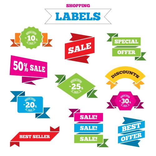 Sale discount icons special offer price signs vector image