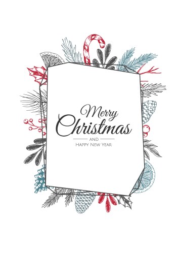 Winter Botanical Christmas Frame Vector Image