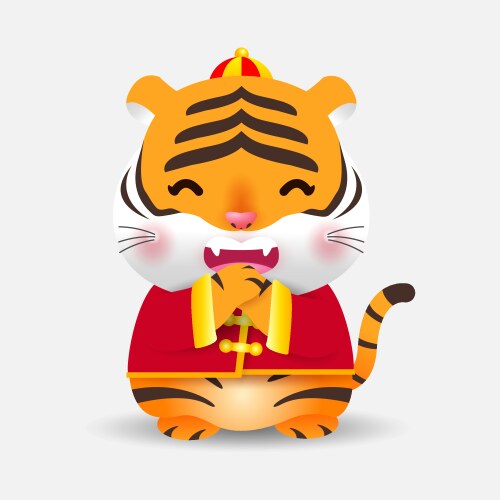 Cute Tiger New Year Greeting Vector Image
