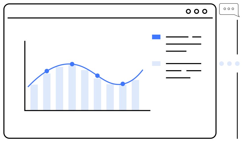 Data analytics dashboard with line and bar graph vektorbild