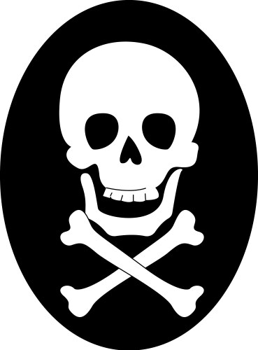 Skull with bones on white background Vector Image
