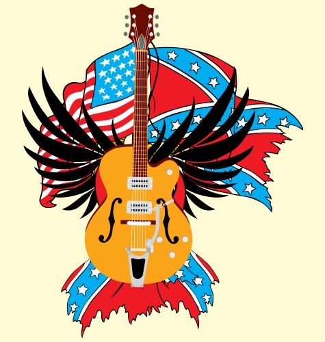 Electric Guitar with American Flag Vector Image