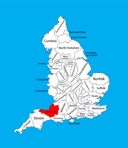 Map somerset south west england united kingdom vector image