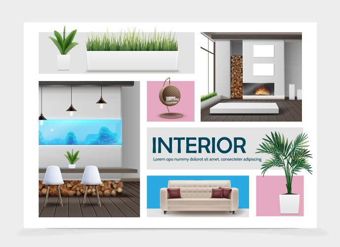 Modern home bedroom interior design contemporary Vector Image