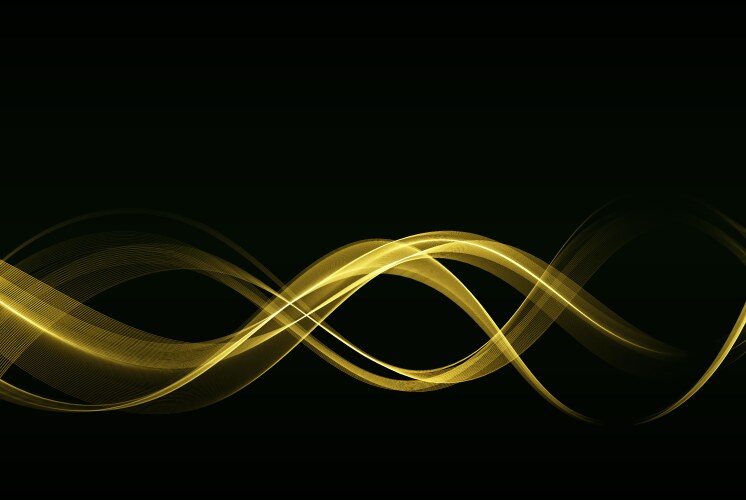 Abstract shiny golden wave design element on black Vector Image