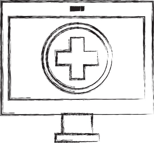 Computer display with medical app vector image