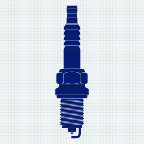 Spark plug icon on notebook sheet vector image