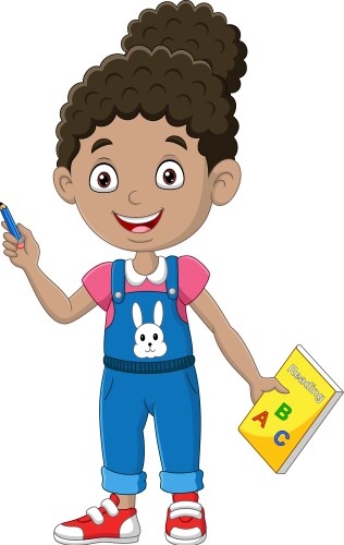 african american girl holding a book and pencil vector image