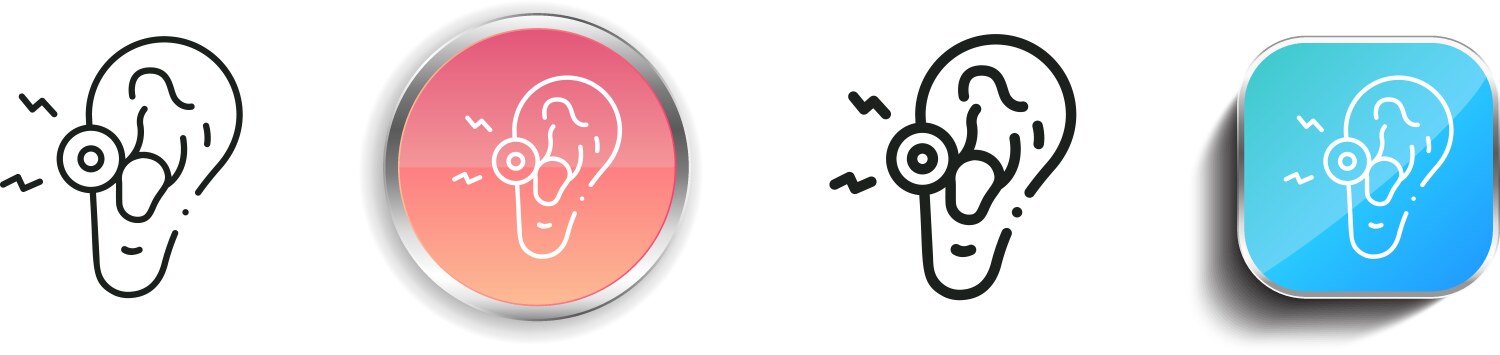 Ear icon thin linear regular and button style vector image