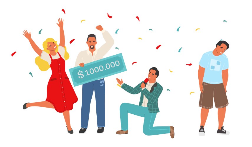 Lottery winner reward and congratulate flat vector image