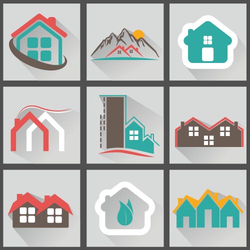 real estate icons vector