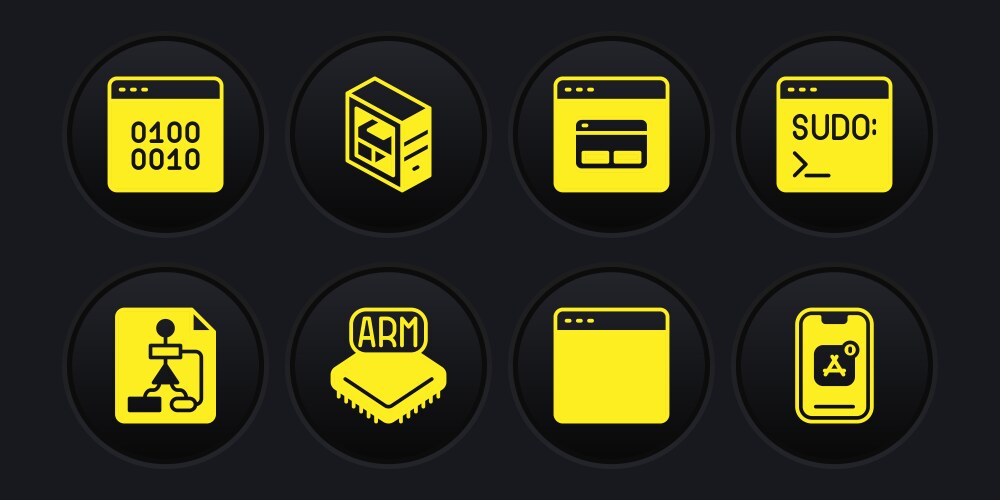 Set flowchart code terminal processor browser vektorbild