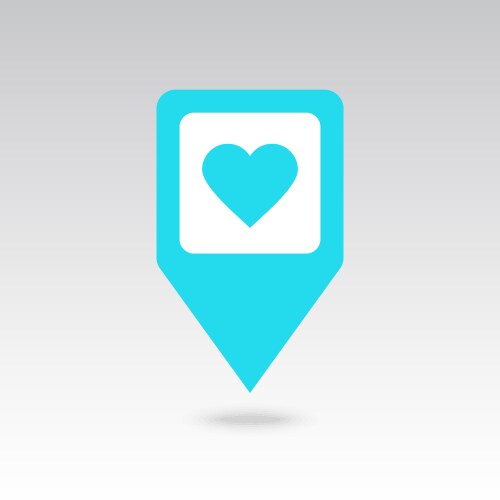 Heart pin map icon pointer markers vector image