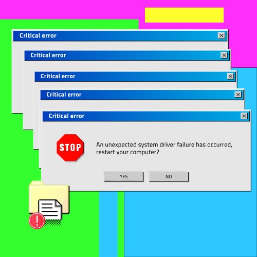 old computer critical error notification os vector