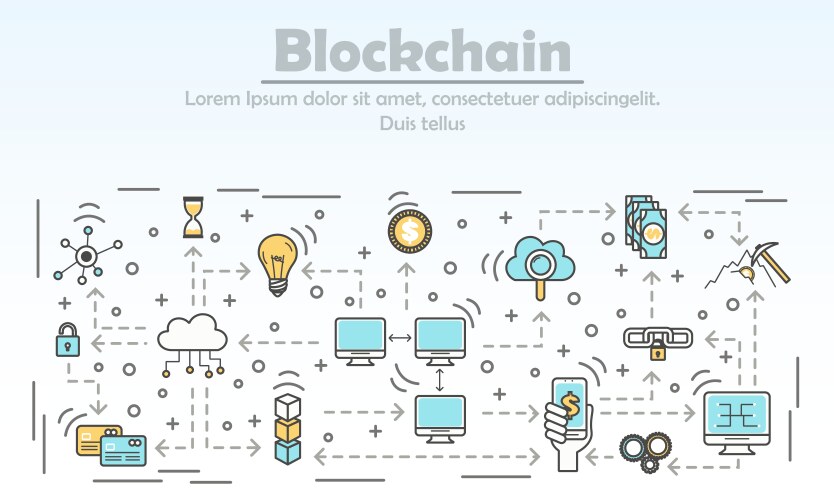 Blockchain concept block Royalty Free Vector Image