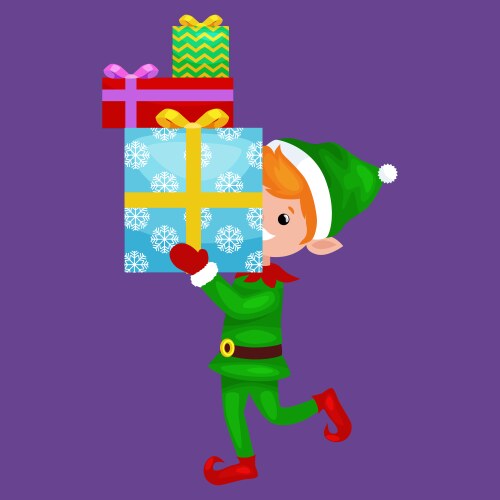 Christmas elves and sign Royalty Free Vector Image