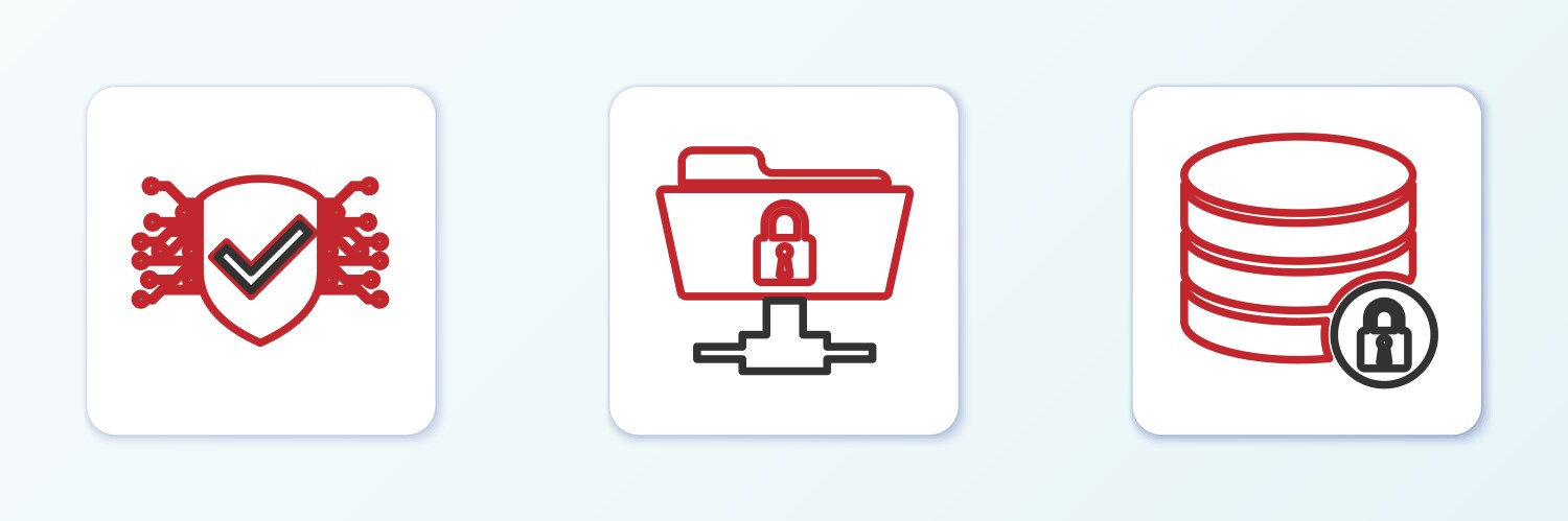 Set line server security with lock cyber and ftp vector image