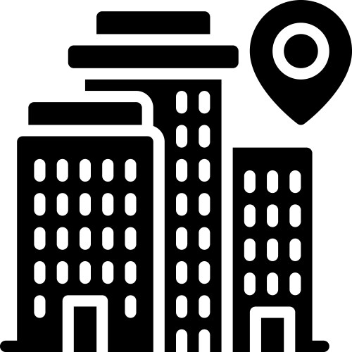 Pin with building icon location map and navigation vector image