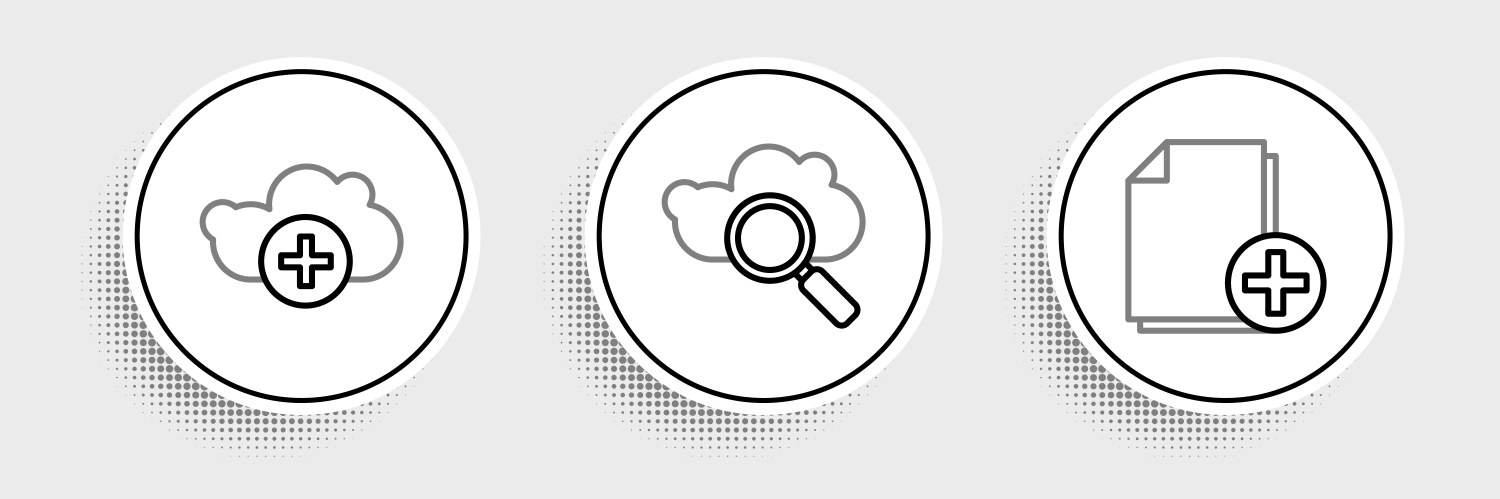 Set line add new file cloud and search computing vector image