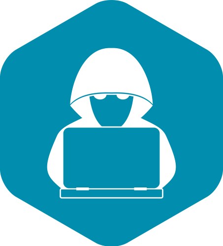 Computer hacker with laptop icon simple style vector image