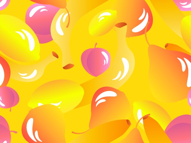 Seamless pattern with peach lemon banana and pear vector image