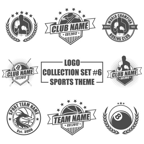 Sports Logo Collection - Badge & Emblem Set Vector Image