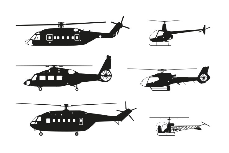 black helicopter silhouette vector image