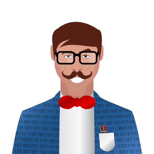 Cartoon character avatar symbol geek nerd guy vector image