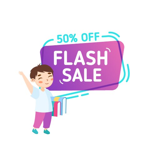 Flash sale school discount banner studying vector image