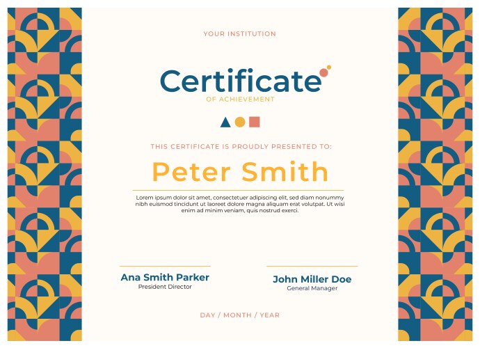 Flat design modern certificate template Royalty Free Vector
